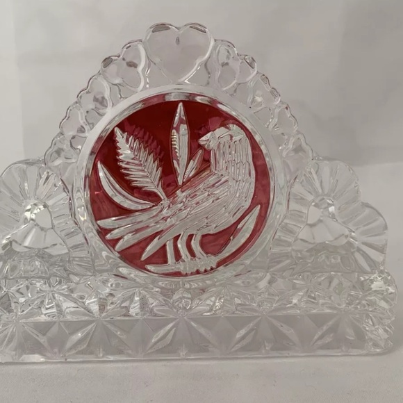 HOFBAUER Byrdes Crystal Napkin Letter Holder Circa 1950s made in Germany - Picture 8 of 14